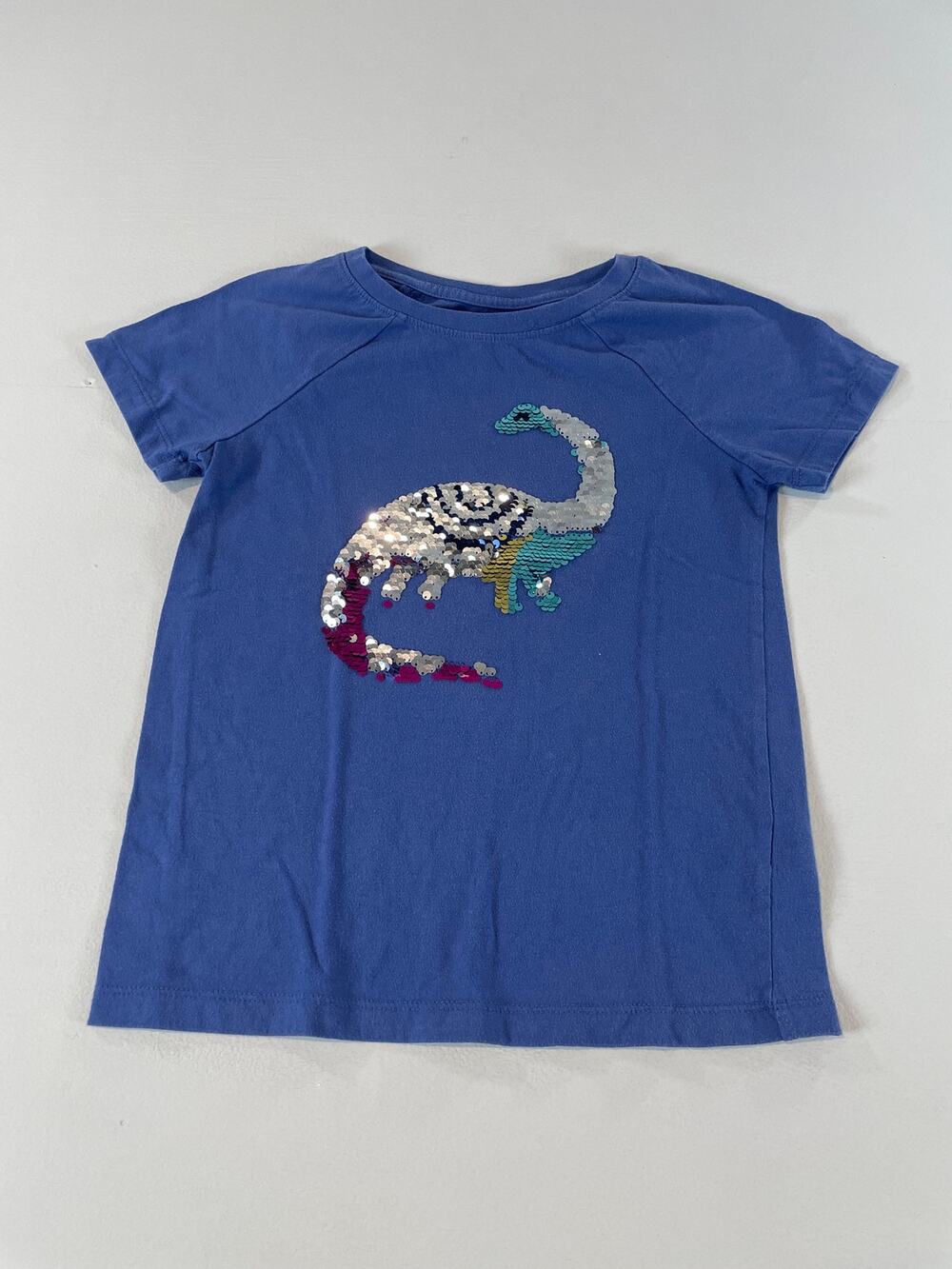 Cat & Jack Dinosaur Shirt Size M Royal Blue Flip Sequin